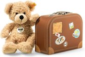 Steiff Teddybeer Fynn in koffer - 28 cm - Teddy knuffeldier voor kinderen - beweegbaar & wasbaar - beige (111471), Medium - Valentijn cadeautje