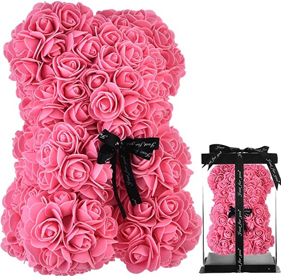 Rose Teddy Bear Rozenbeer, rozenbeer, teddybeer, rozen, bloemen, teddybeer, geschenken voor mama haar vrouwen, tienermeisjes, moeders geschenken, Valentijnsdag, verjaardag, cadeau - Rozen Beren met doos (roze) - Valentijn cadeautje