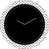 Zwart-wit klok met hartjes patroon, ø25cm