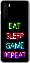 Geschikt voor OnePlus Nord hoesje - Gaming - Led - Quote - Eat sleep game repeat - Gamen - Siliconen Telefoonhoesje