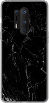 OnePlus 8 Pro - Marbre - Zwart - Natuursteen - Coque de téléphone en Siliconen