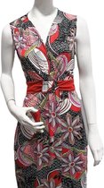 Dames Jurk - Rood - Wit - Zwart - Maat L (K202627)