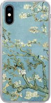 Geschikt voor iPhone X hoesje - Amandelbloesem - Van Gogh - Kunst - Siliconen Telefoonhoesje