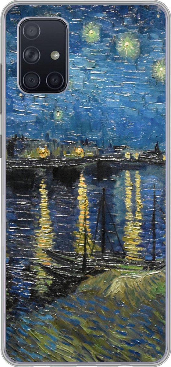 Telefoonhoesje Geschikt voor Samsung Galaxy A51 5G hoesje - Sterrennacht boven de Rhône - Van Gogh - Kunst - Siliconen Telefoonhoesje Telefoonhoesje