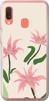 Coque Samsung Galaxy A20e - Bloem - Rose - Feuilles - Coque de téléphone en Siliconen