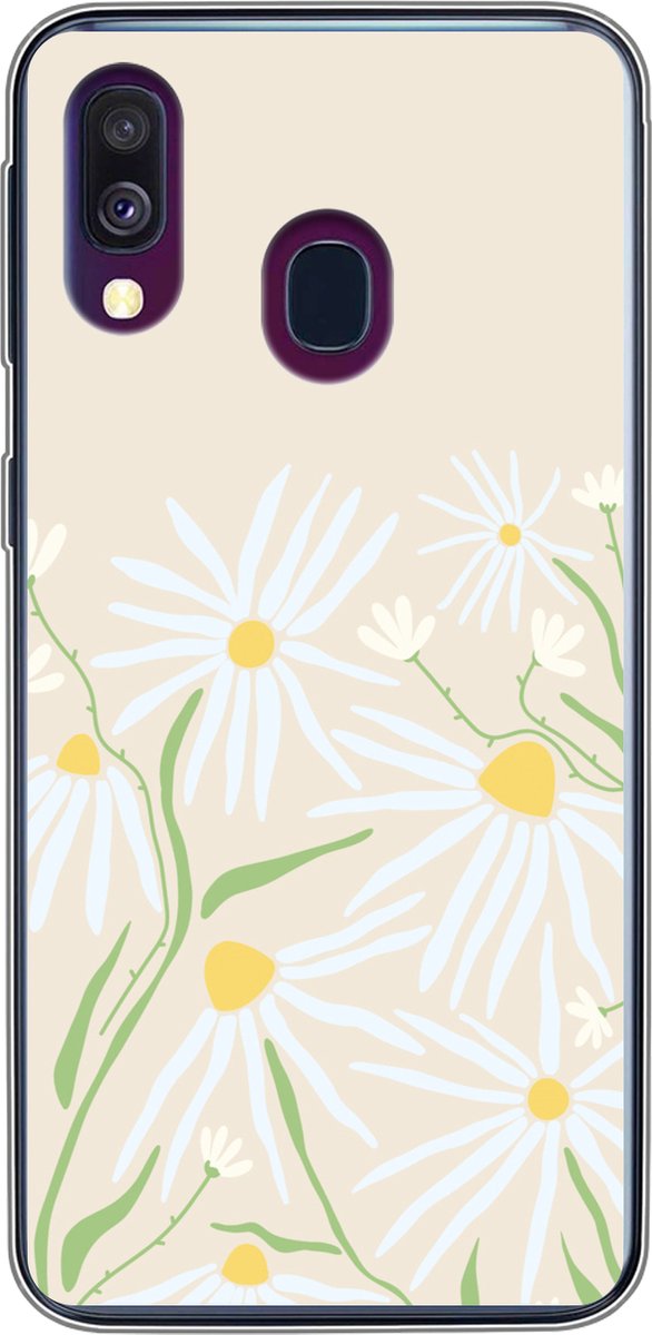 Telefoonhoesje Geschikt voor Samsung Galaxy A40 hoesje - Bloem - Patroon - Geel - Siliconen Telefoonhoesje Telefoonhoesje
