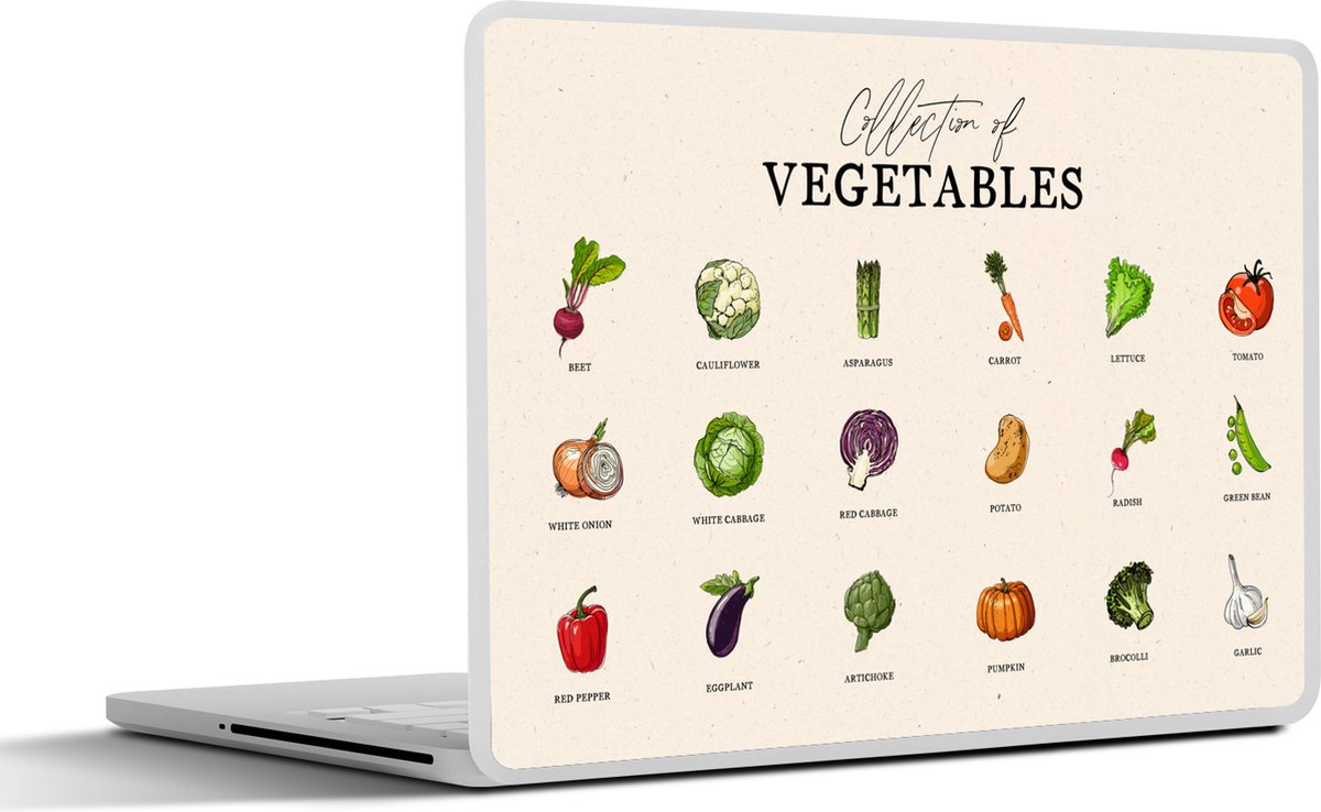 Laptop sticker - 15.6 inch - Groente - Keuken - Voedsel - 36x27,5cm - Laptopstickers - Laptop skin - Cover - Cadeau voor vrouw