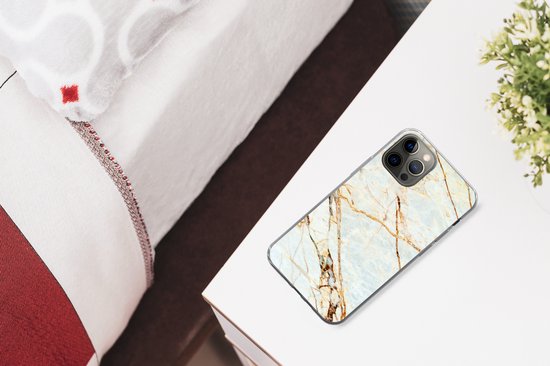 Coque iPhone 12 Pro Max - Marbre - Or - Luxe - Siliconen