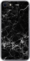 Geschikt voor iPhone 7 hoesje - Marmer print - Steen - Zwart - Siliconen Telefoonhoesje