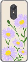 Geschikt voor Xiaomi Redmi 5 hoesje - Bloem - Paars - Minimalisme - Siliconen Telefoonhoesje - Verjaardag cadeau tiener
