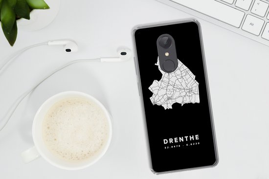 Telefoonhoesje Geschikt voor Xiaomi Geschikt voor Redmi 5 hoesje - Drenthe - Wegenkaart - Zwart - Siliconen Telefoonhoesje Telefoonhoesje