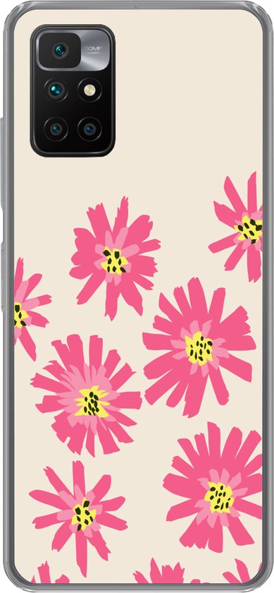 Coque de téléphone Compatible avec Xiaomi Redmi 10 - Fleurs - Motif - Minimalisme - Coque de téléphone en silicone