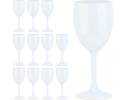 wijnglazen - kunststof - set van 12 - herbruikbaar - zonder BPA - camping - wit