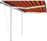 Decoways - Luifel automatisch met LED en windsensor 3,5x2,5 m oranje bruin