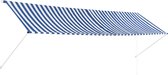 Decoways - Luifel uittrekbaar 400x150 cm blauw en wit