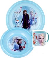 Frozen II kinderservies - blauw - Frozen 3 delig servies bord - beker - kom