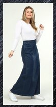 Dames jeans maxi rok donker blauw maat L 46