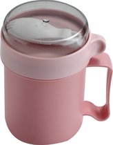 Tasse à soupe micro-ondes avec anse - Rose 500 ml - Tasse résistante à la chaleur - Boîte à lunch - Yaourt à emporter - Tasse à soupe à emporter - y compris cuillère/fourchette