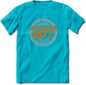 1977 Limited Edition Ring T-Shirt | Zilver - Goud | Grappig Verjaardag en Feest Cadeau Shirt | Dames - Heren - Unisex | Tshirt Kleding Kado | - Blauw - XL