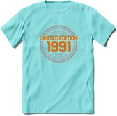 1991 Limited Edition Ring T-Shirt | Zilver - Goud | Grappig Verjaardag en Feest Cadeau Shirt | Dames - Heren - Unisex | Tshirt Kleding Kado | - Licht Blauw - S