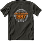 1987 Limited Edition Ring T-Shirt | Zilver - Goud | Grappig Verjaardag en Feest Cadeau Shirt | Dames - Heren - Unisex | Tshirt Kleding Kado | - Donker Grijs - M