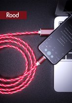 USB Magnetische Oplaadkabel 3 in 1 Rood – Verlichting tijdens Opladen