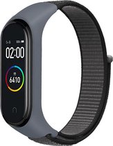 Xiaomi Mi band 3/4/5/6 nylon sport loop band - anker grijs - Geschikt voor