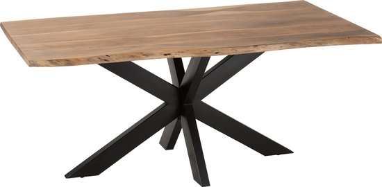 Eettafel | hout | zwart - naturel | 180x90x (h)76 cm