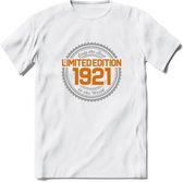 1921 Limited Edition Ring T-Shirt | Zilver - Goud | Grappig Verjaardag en Feest Cadeau Shirt | Dames - Heren - Unisex | Tshirt Kleding Kado | - Wit - L