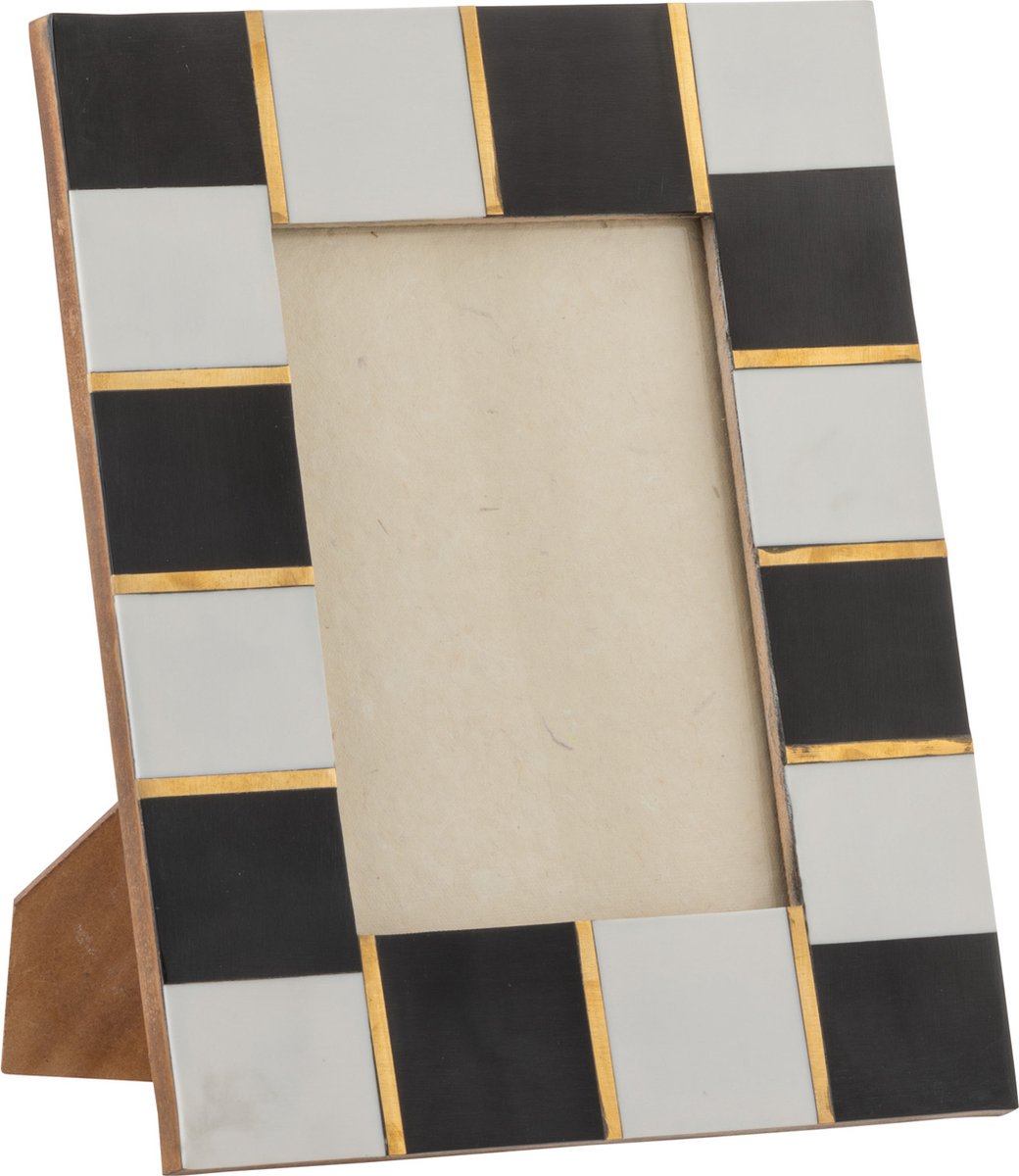 J-Line Fotokader | glas | wit - zwart - goud | 26x14x (h)21 cm
