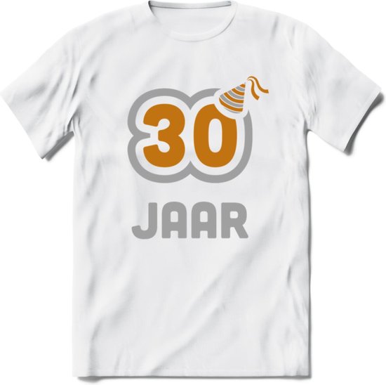 30 Jaar Feest T-Shirt | Goud - Zilver | Grappig Verjaardag Cadeau Shirt | Dames - Heren - Unisex | Tshirt Kleding Kado | - Wit - 3XL