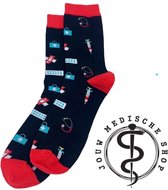 Jouw medische shop - Medische sokken - Medsocks - sokken - Red/black - maat 36-40 - Sok - Verpleegkunde - Geneeskunde - Verpleegkundige - Dokter - Cadeau -  kousen