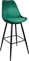 Lucy’s Living Luxe Barkruk LEAVE BAR Groen – 51x58x117 cm - Barkrukken - Barstoel Kruk - Barstoelen met rugleuning – Keukenstoel – stoelen - meubels