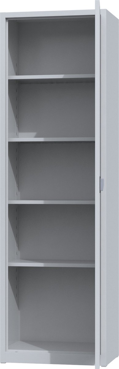 Povag Metalen archiefkast 195x60x42 cm Lichtgrijs Met slot draaideurkast kantoorkast garagekast AKP-105