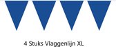 4 stuks Vlaggenlijn XL BLauw , 40 meter, Carnaval , Versiering, Feest, Verjaardag