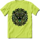 Beer - Dieren Mandala T-Shirt | Groen | Grappig Verjaardag Zentangle Dierenkop Cadeau Shirt | Dames - Heren - Unisex | Wildlife Tshirt Kleding Kado | - Groen - S