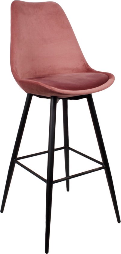 Lucy’s Living Luxe Barkruk LEAVE BAR Roze – 51x58x117 cm - Barkrukken  - Barstoel Kruk - Barstoelen met rugleuning – Keukenstoel – stoelen - meubels