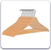 Eleganca luxe kleerhangers 15 stuks- kledinghanger natuurlijk houtkleurig set - A kwaliteit behandeld hout - multifunctionele kledinghanger - optimaal voor pantalon en blazer - te