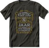 50 Jaar Legendarisch Gerijpt T-Shirt | Geel - Grijs | Grappig Verjaardag en Feest Cadeau Shirt | Dames - Heren - Unisex | Tshirt Kleding Kado | - Donker Grijs - XXL
