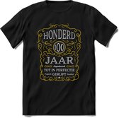 100 Jaar Legendarisch Gerijpt T-Shirt | Geel - Grijs | Grappig Verjaardag en Feest Cadeau Shirt | Dames - Heren - Unisex | Tshirt Kleding Kado | - Zwart - S