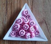 Smiley kralen licht roze 10mm (20 stuks)