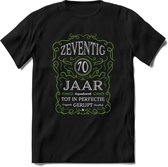 70 Jaar Legendarisch Gerijpt T-Shirt | Groen - Grijs | Grappig Verjaardag en Feest Cadeau Shirt | Dames - Heren - Unisex | Tshirt Kleding Kado | - Zwart - S