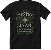 60 Jaar Legendarisch Gerijpt T-Shirt | Groen - Grijs | Grappig Verjaardag en Feest Cadeau Shirt | Dames - Heren - Unisex | Tshirt Kleding Kado | - Zwart - XL