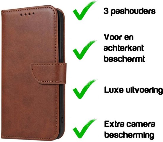 Geschikt voor iPhone 6/6s Telefoonhoesje Kunstleer met Magnetisch lipje en Pasjeshouder Book Case met Klepje - Donkerbruin - Smartphonica geschikt voor iPhone 6/6s