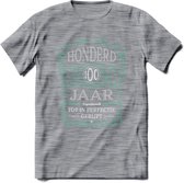 100 Jaar Legendarisch Gerijpt T-Shirt | Aqua - Grijs | Grappig Verjaardag en Feest Cadeau Shirt | Dames - Heren - Unisex | Tshirt Kleding Kado | - Donker Grijs - Gemaleerd - XL