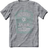 100 Jaar Legendarisch Gerijpt T-Shirt | Aqua - Grijs | Grappig Verjaardag en Feest Cadeau Shirt | Dames - Heren - Unisex | Tshirt Kleding Kado | - Donker Grijs - Gemaleerd - XXL