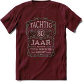 80 Jaar Legendarisch Gerijpt T-Shirt | Aqua - Grijs | Grappig Verjaardag en Feest Cadeau Shirt | Dames - Heren - Unisex | Tshirt Kleding Kado | - Burgundy - S