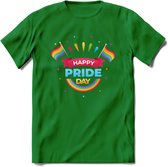 Happy Pride Day | Pride T-Shirt | Grappig LHBTIQ+ / LGBTQ / Gay / Homo / Lesbi Cadeau Shirt | Dames - Heren - Unisex | Tshirt Kleding Kado | - Donker Groen - S