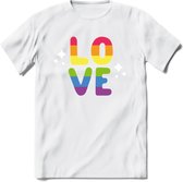 Love | Pride T-Shirt | Grappig LHBTIQ+ / LGBTQ / Gay / Homo / Lesbi Cadeau Shirt | Dames - Heren - Unisex | Tshirt Kleding Kado | - Wit - XXL