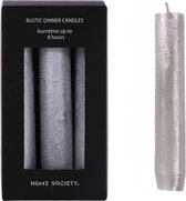 Kaarsen - Home Society - Extra Dikke Zilveren Dinerkaarsen - 8 Branduren - Verpakt per 6 - 2,5 x 14 cm